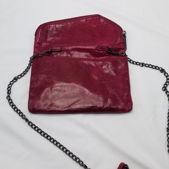 Hobo Daria Convertible Crimson Red Leather Cross Body Handbag Wristlet - Picture 5 of 8